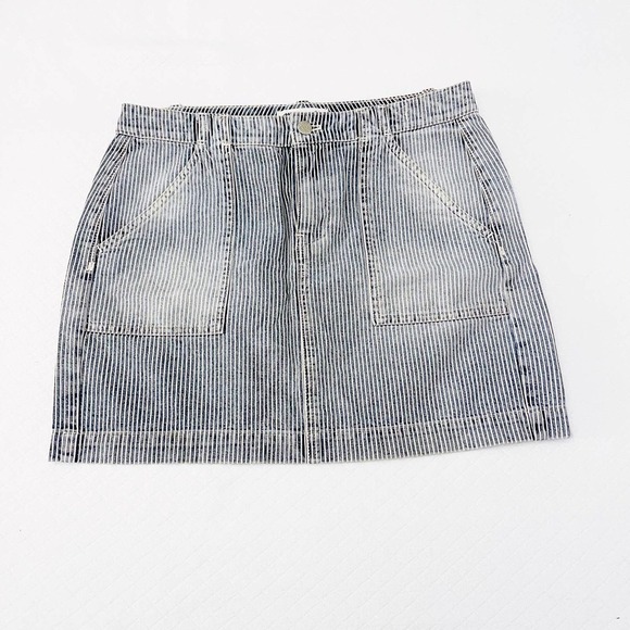 Madewell PinstrIped Mini Skirt Blue Denim Jeans SZ6 - Picture 3 of 7